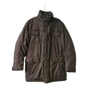 Royal Falcon Winter Parker Jacket Mens M Brown Insulated Pockets Whistle Zip